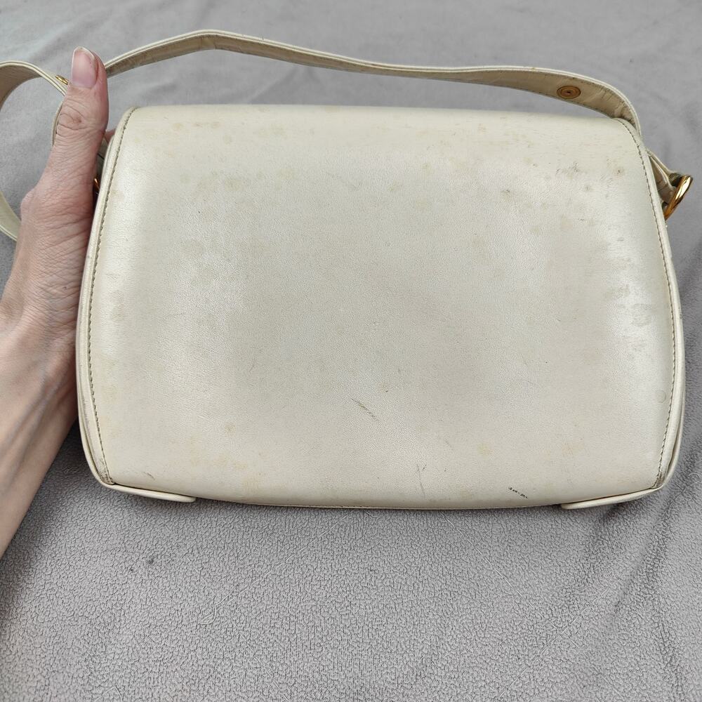 Vintage Gucci Leather Crossbody Bag Small Purse‎ Off-White Cream 80s REPAIRED - Picture 8 of 14